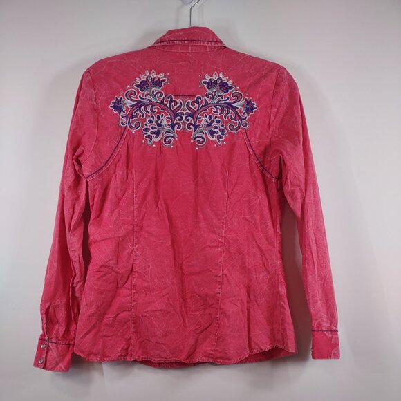 Shyanne Western Embroidered Snap Button Shirt, Size Medium - Picture 8 of 9